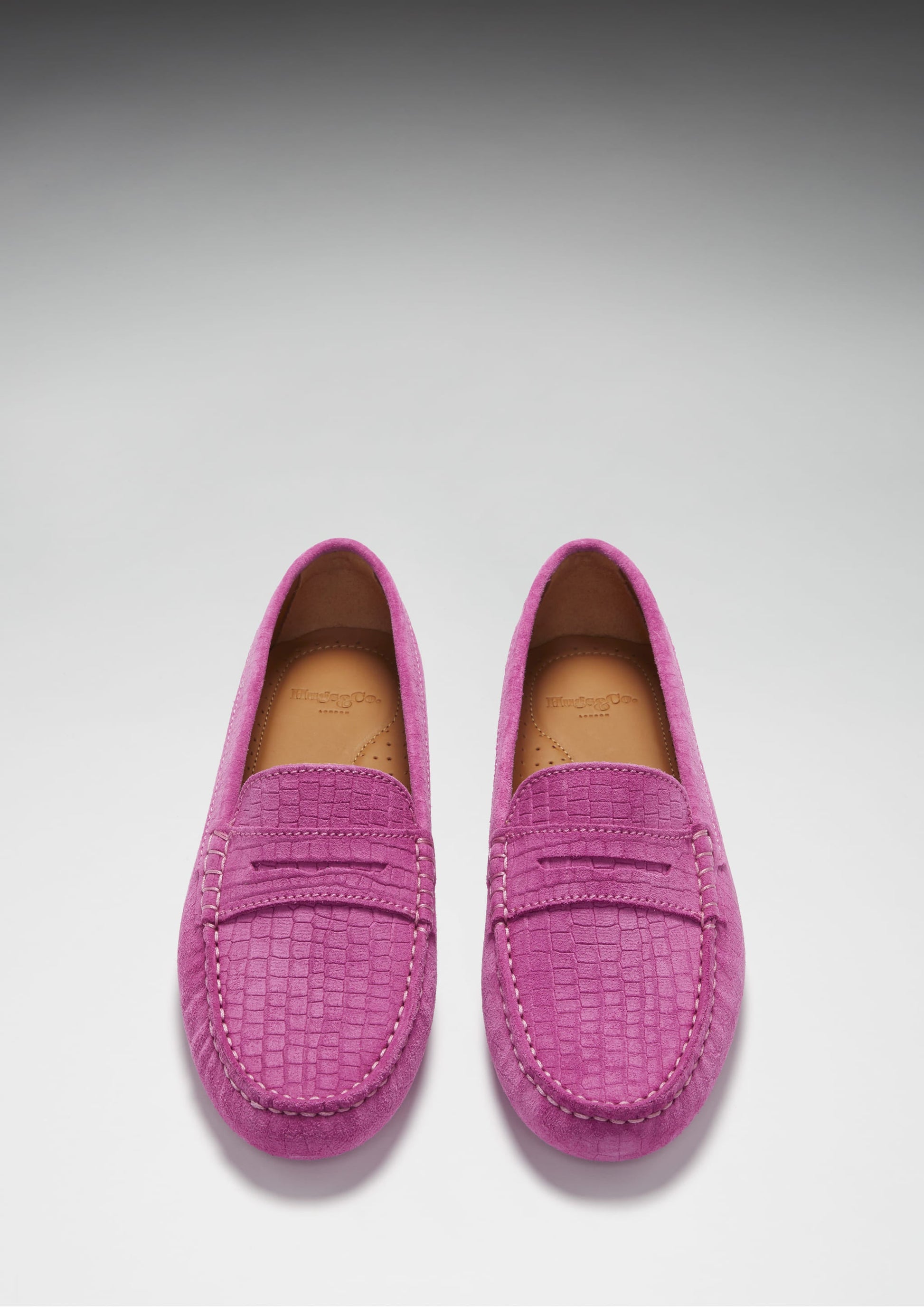 Women's Pink Suede Penny Driving Loafers