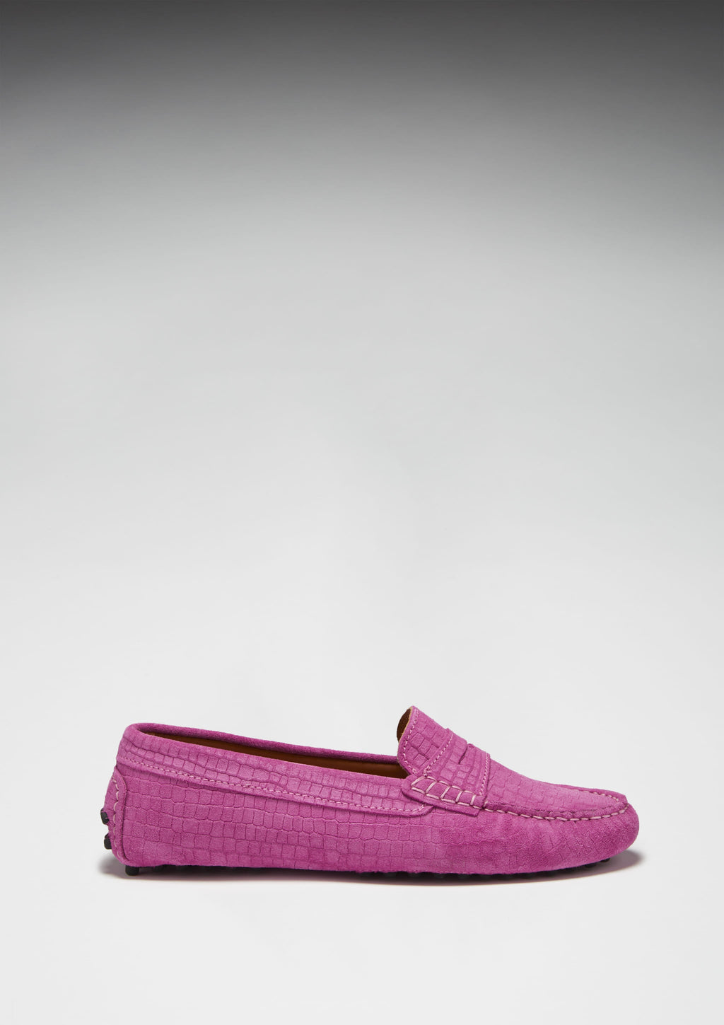 Women's Pink Suede Penny Driving Loafers