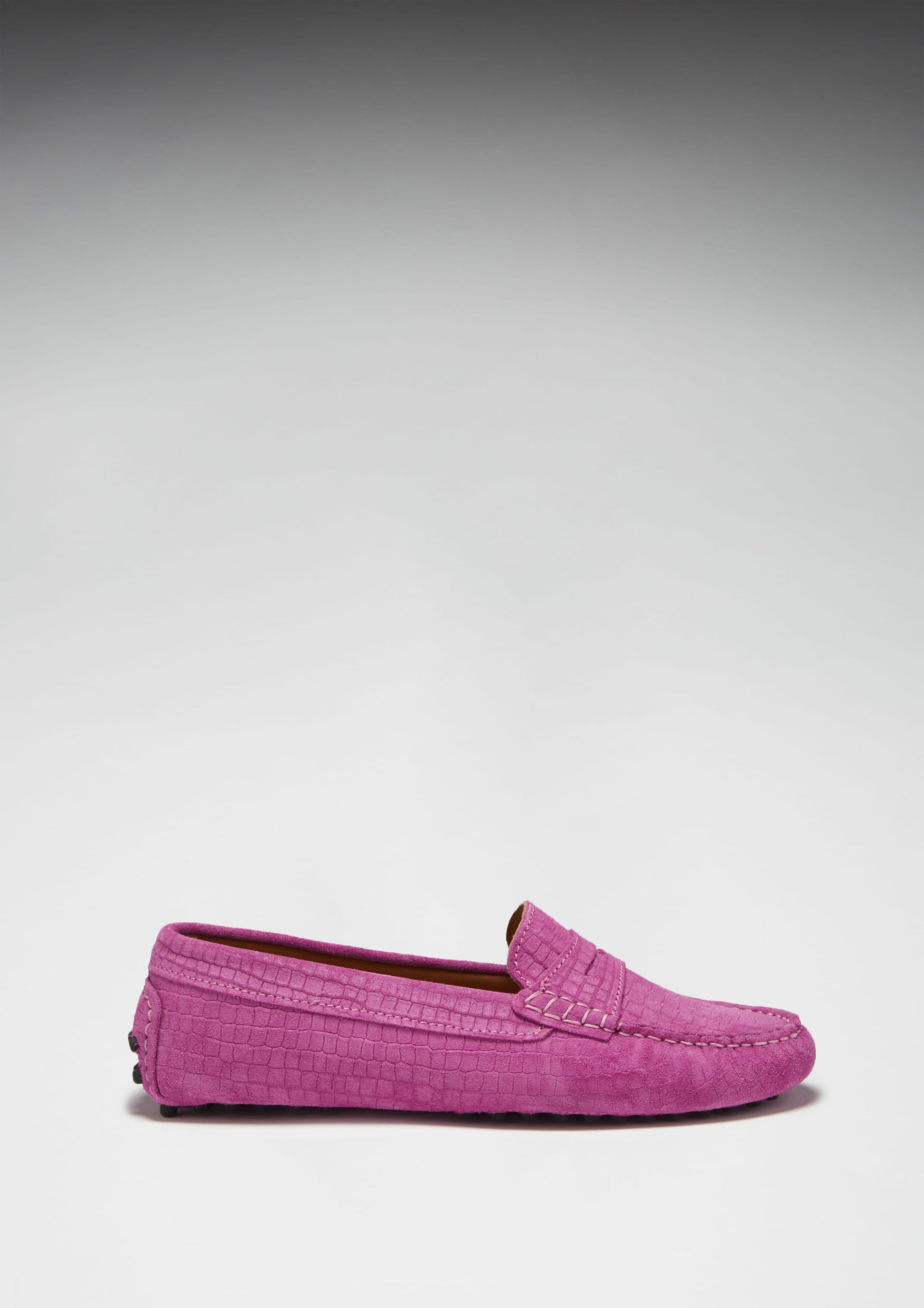Women's Pink Suede Penny Driving Loafers