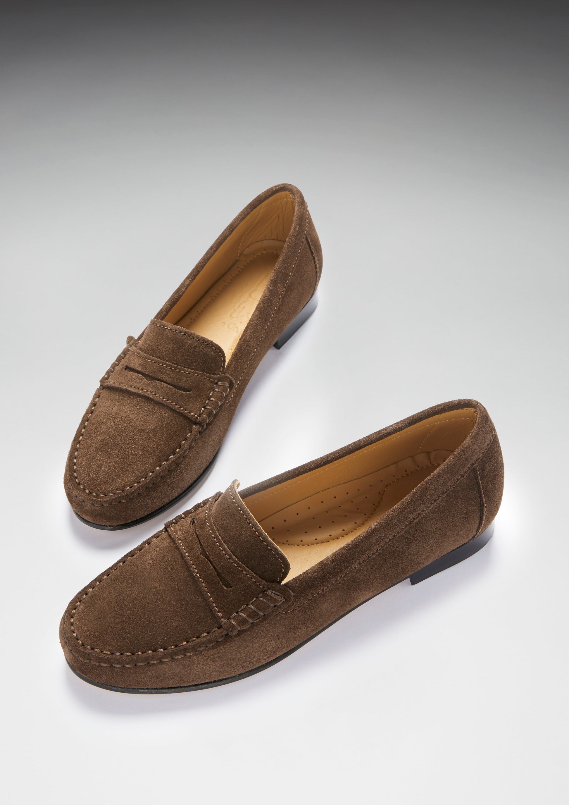 Women's Brown Suede Penny Loafers with Leather Sole