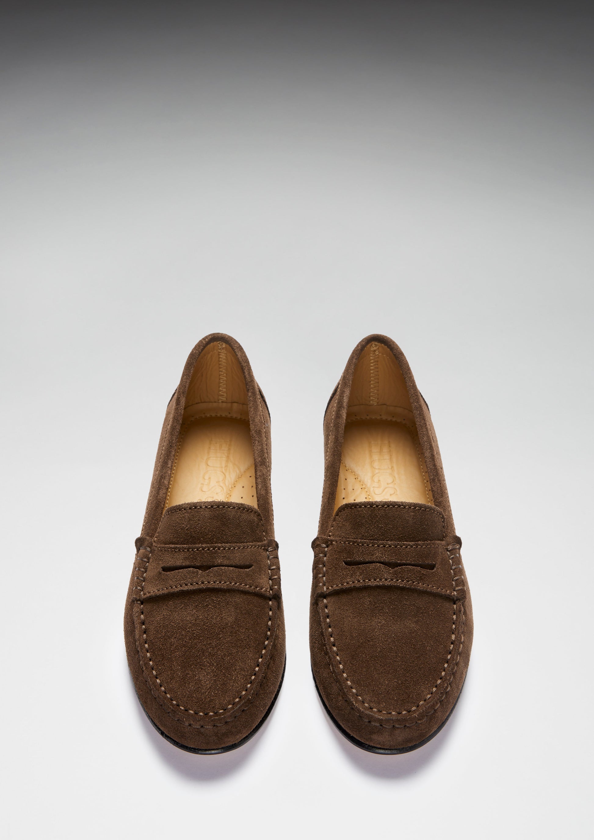 Women's Brown Suede Penny Loafers with Leather Sole