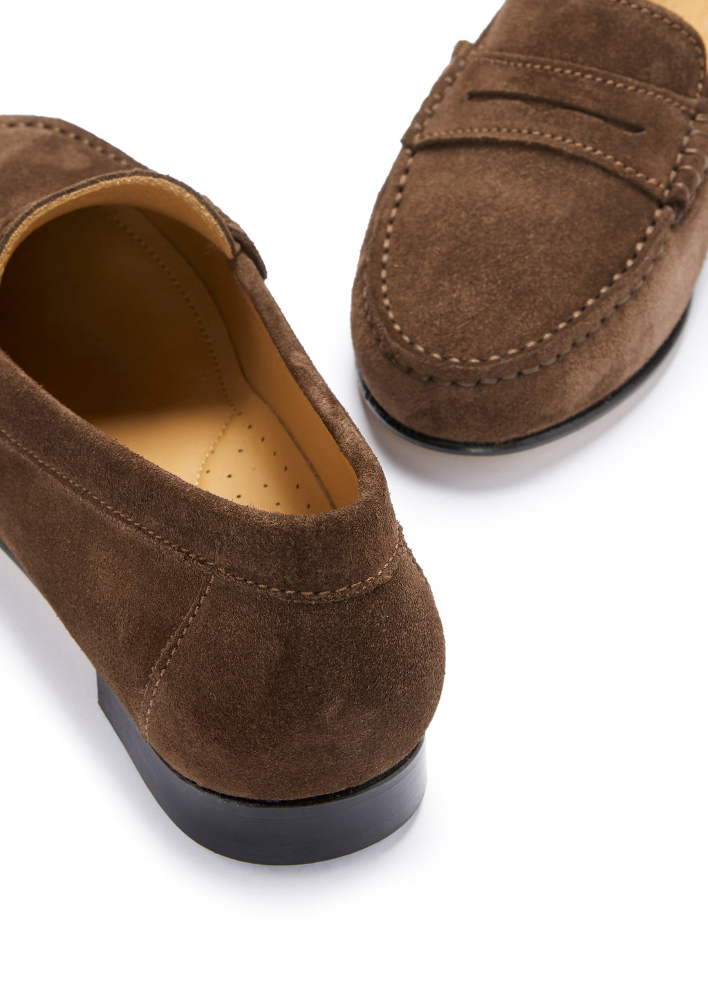 Women's Brown Suede Penny Loafers with Leather Sole