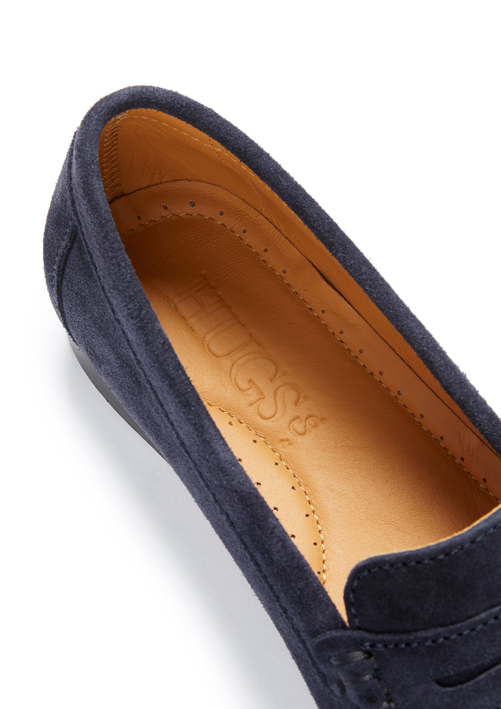 Women's Navy Blue Suede Penny Loafers with Leather Sole