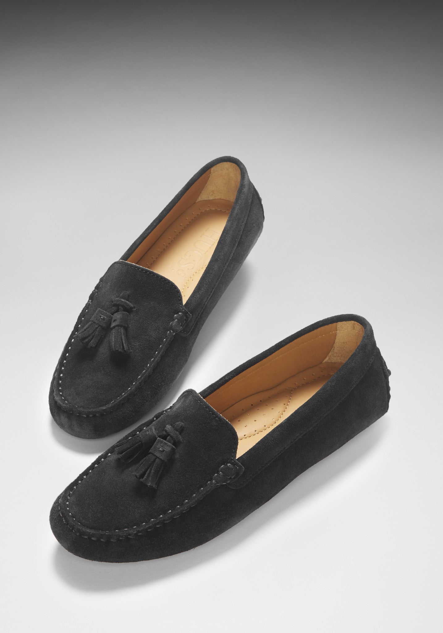 Women's Black Suede Tasselled Driving Loafers