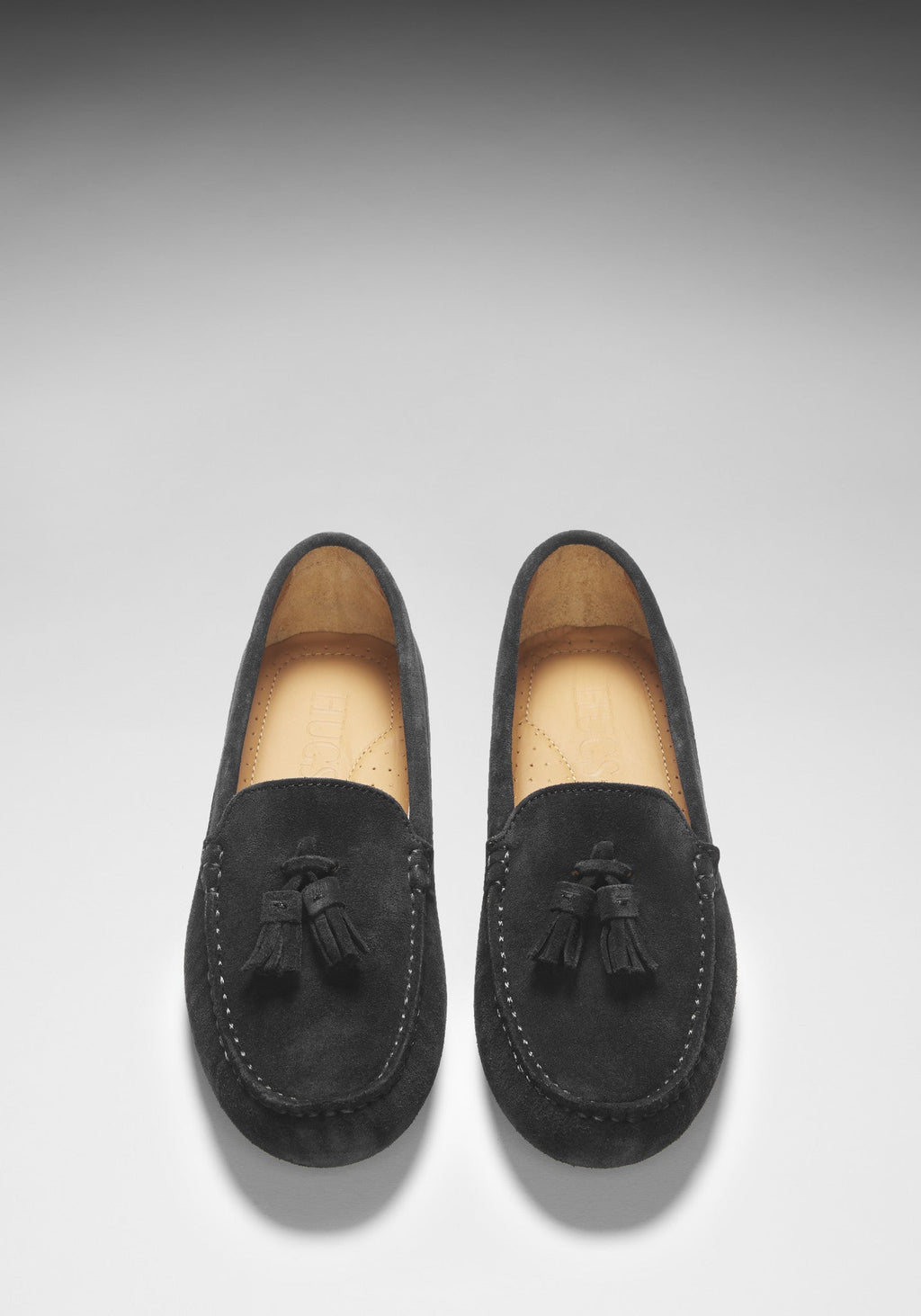 Women's Black Suede Tasselled Driving Loafers