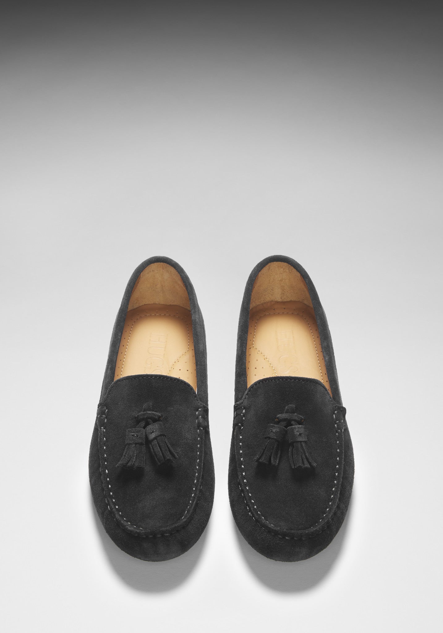 Women's Black Suede Tasselled Driving Loafers