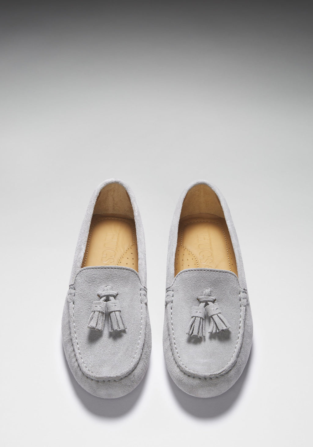 Women's Dove Grey Tasselled Driving Loafers in Suede