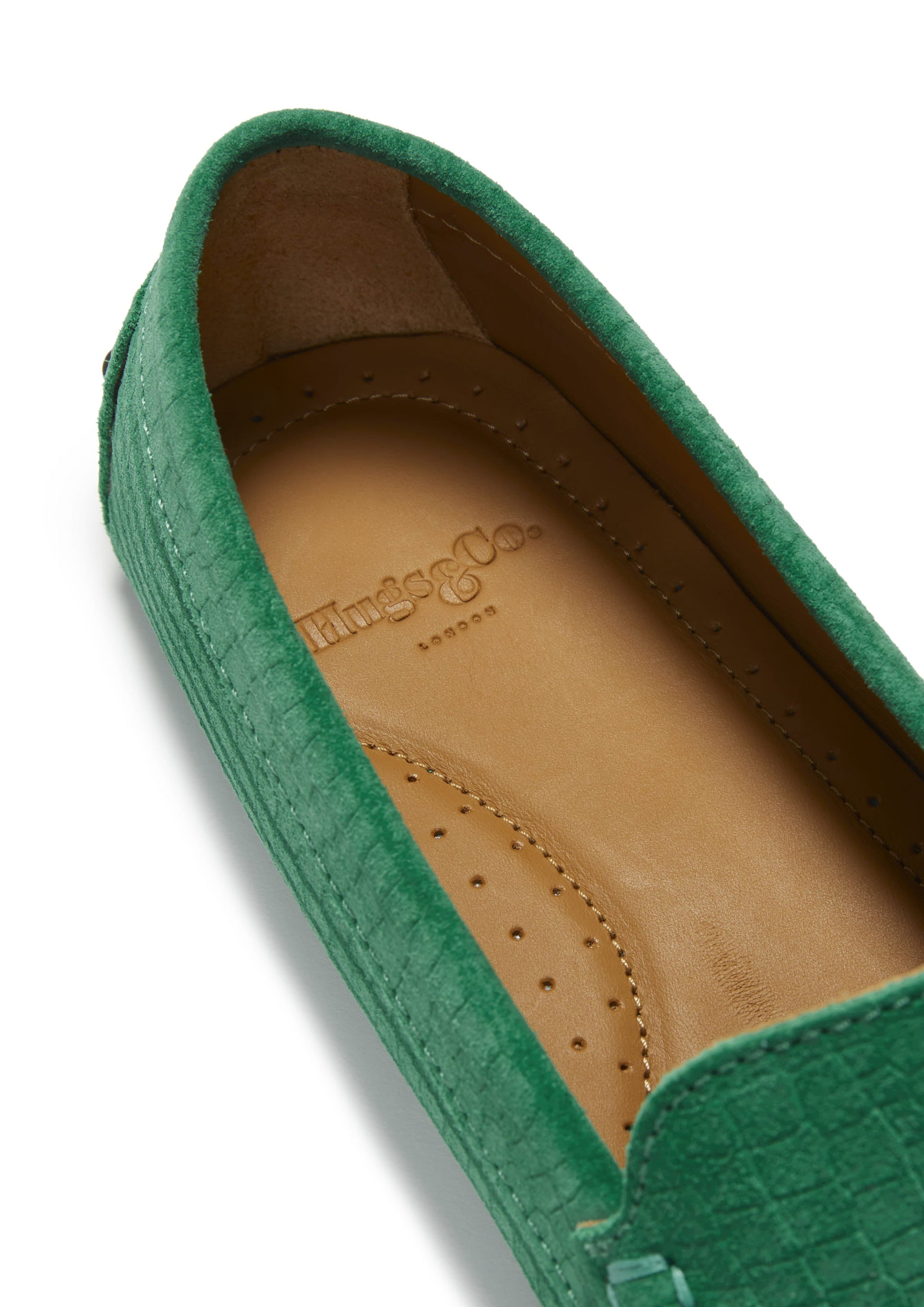 Women's Emerald Tasselled Driving Loafers in Embossed Suede