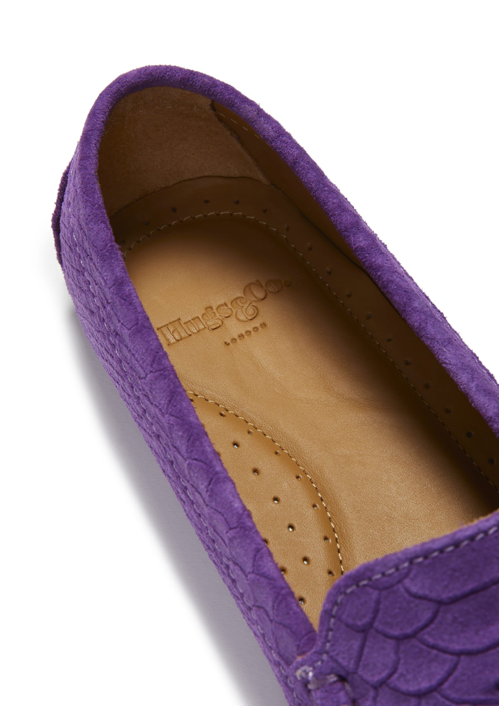 Women's Purple Tasselled Driving Loafers in Embossed Suede
