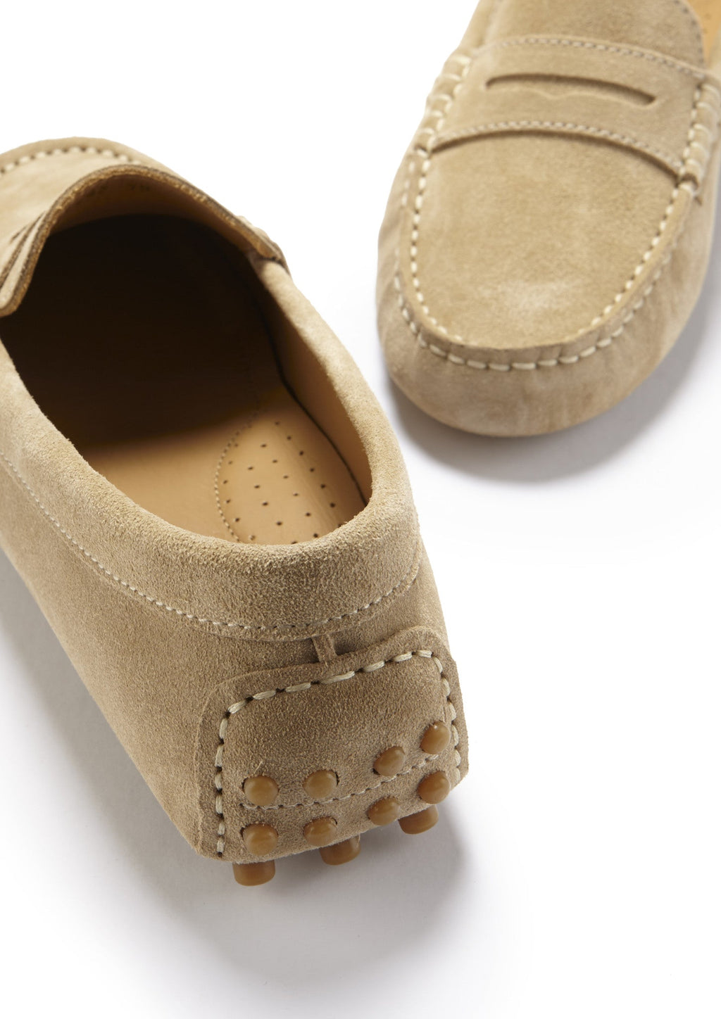 Women's Penny Driving Loafers in Taupe Suede
