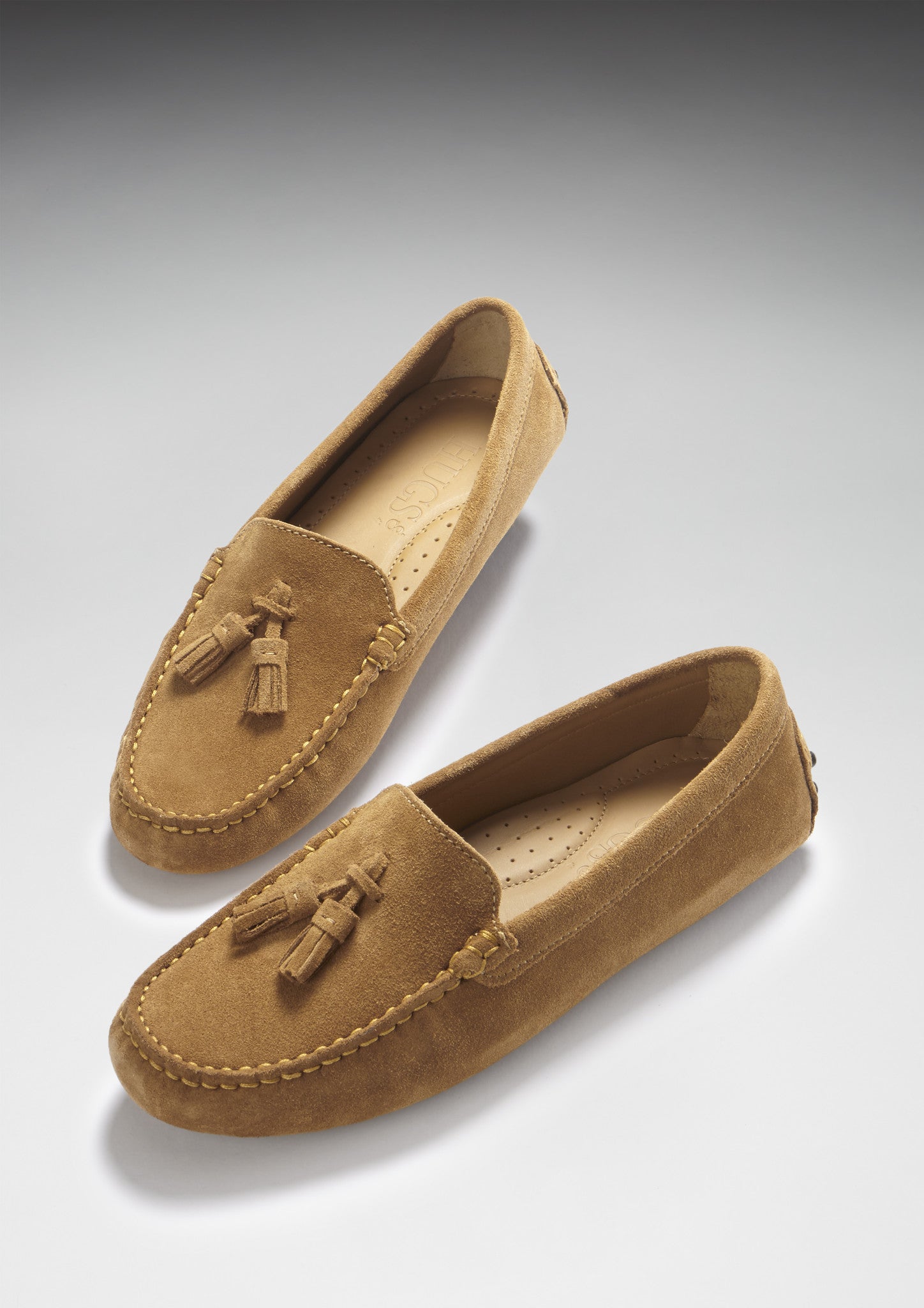 Women's Tasselled Driving Loafers in Tobacco Suede