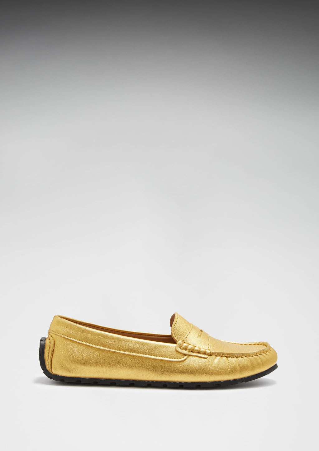 Women's Yellow Gold Leather Penny Loafers