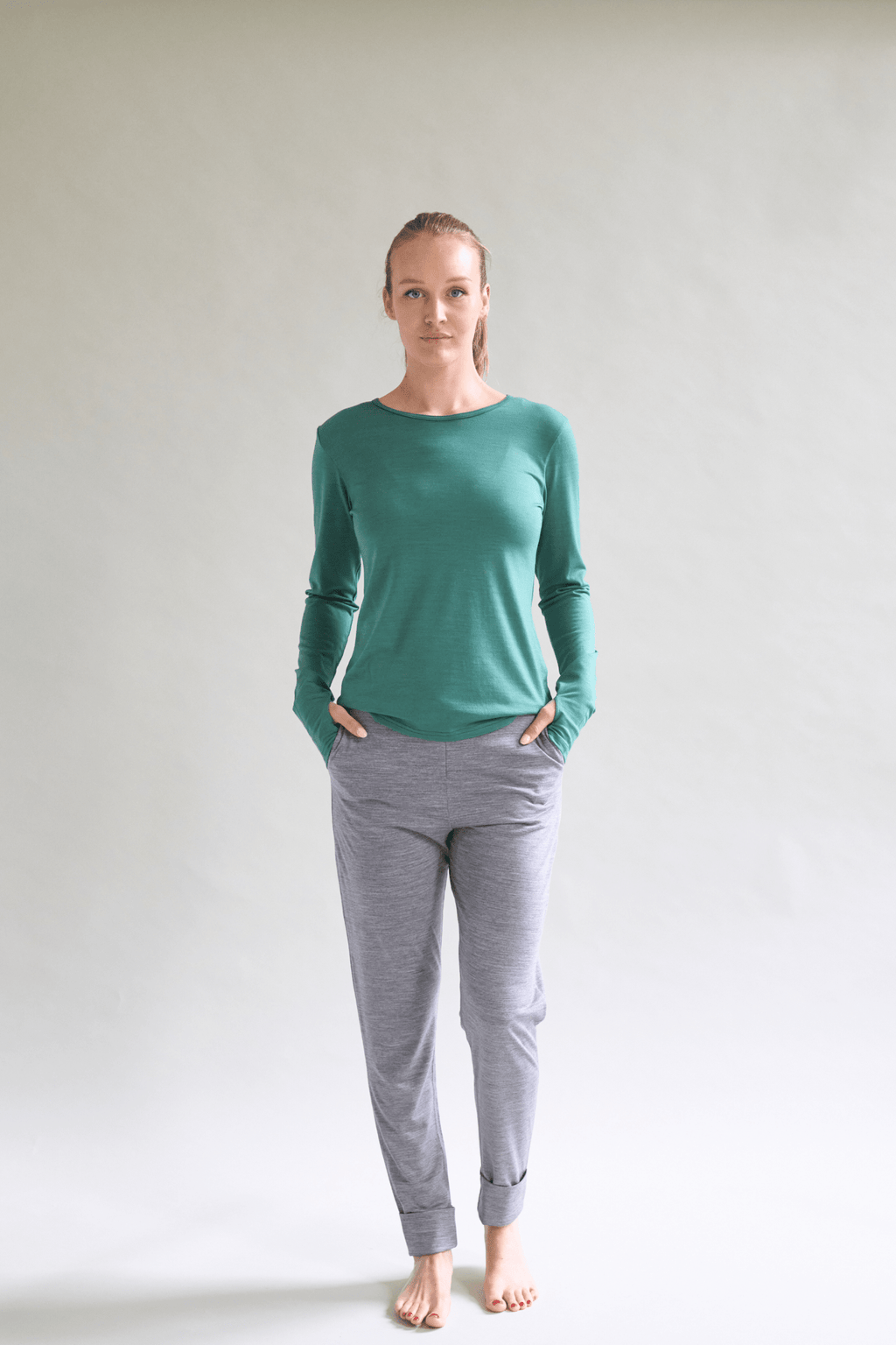 Women's Merino Wool Trousers 190g Grey Marle