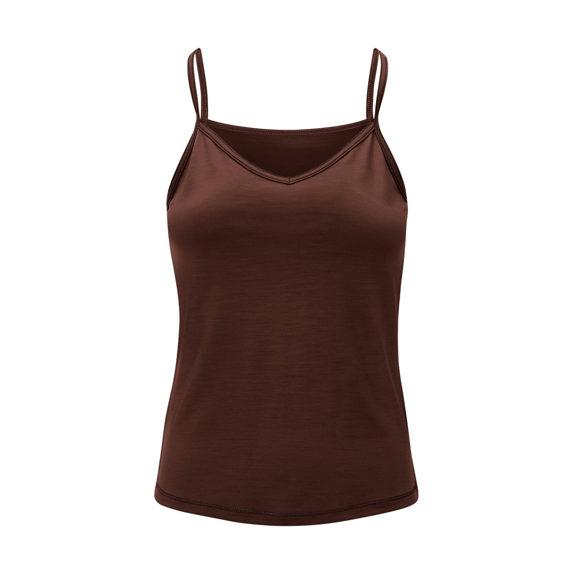 Women's Merino Wool Camisole in Chocolate Brown