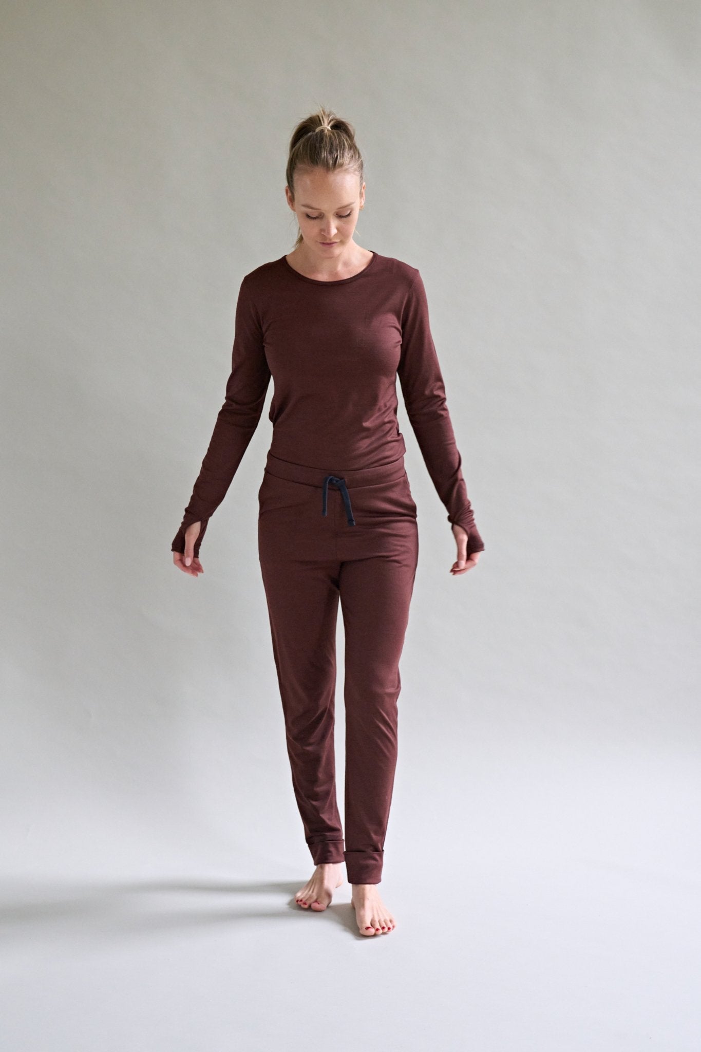 Womens Merino Long Sleeve Chocolate Brown