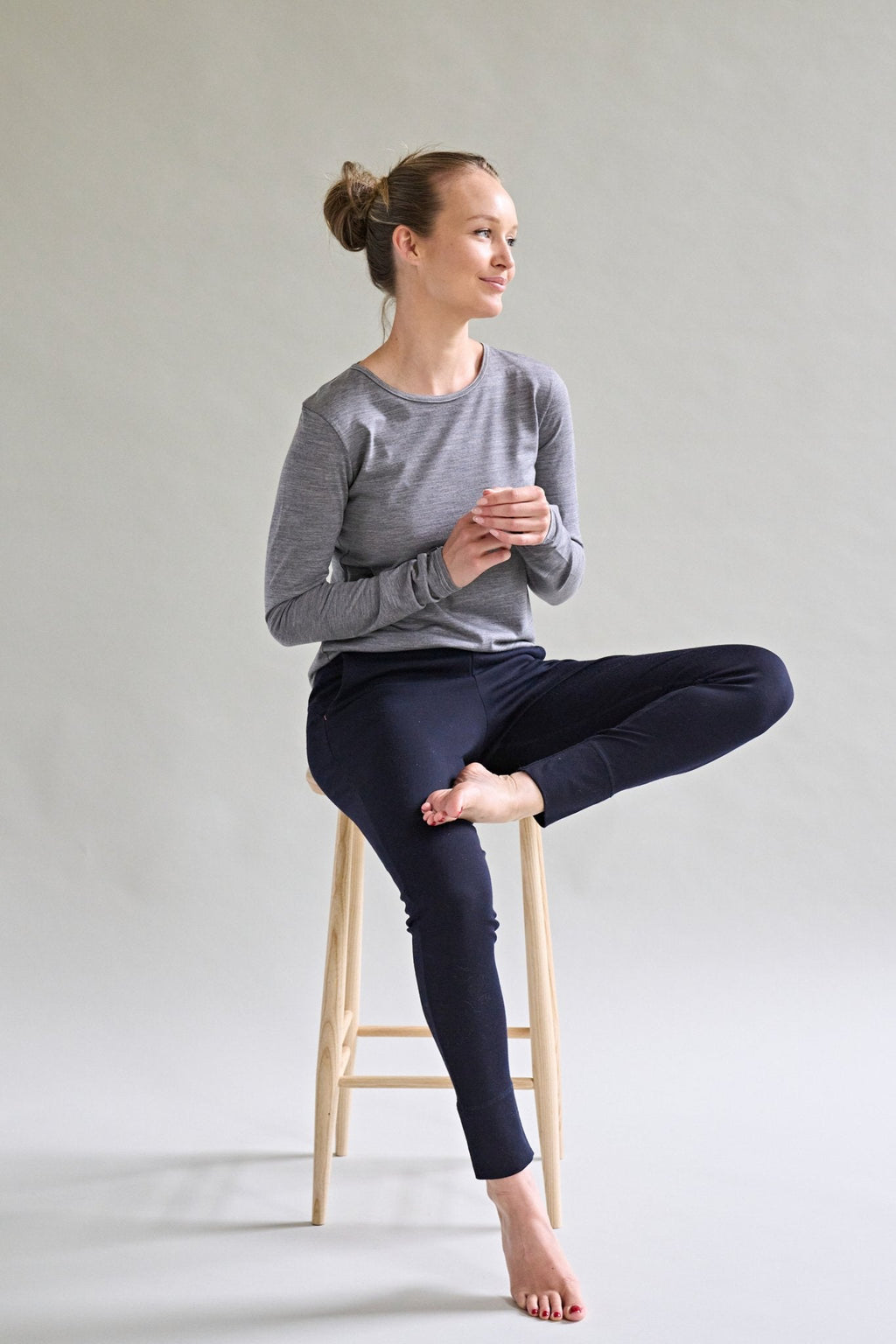 Women's Merino Long Sleeve Top in Grey Marle
