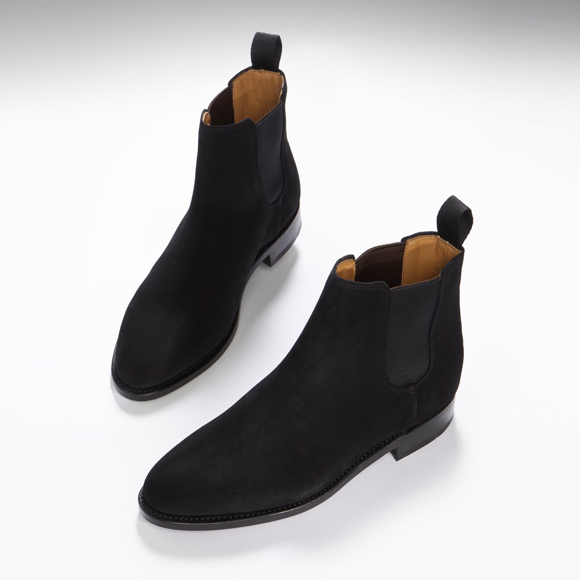 Women's Black Suede Chelsea Boots with Leather Sole