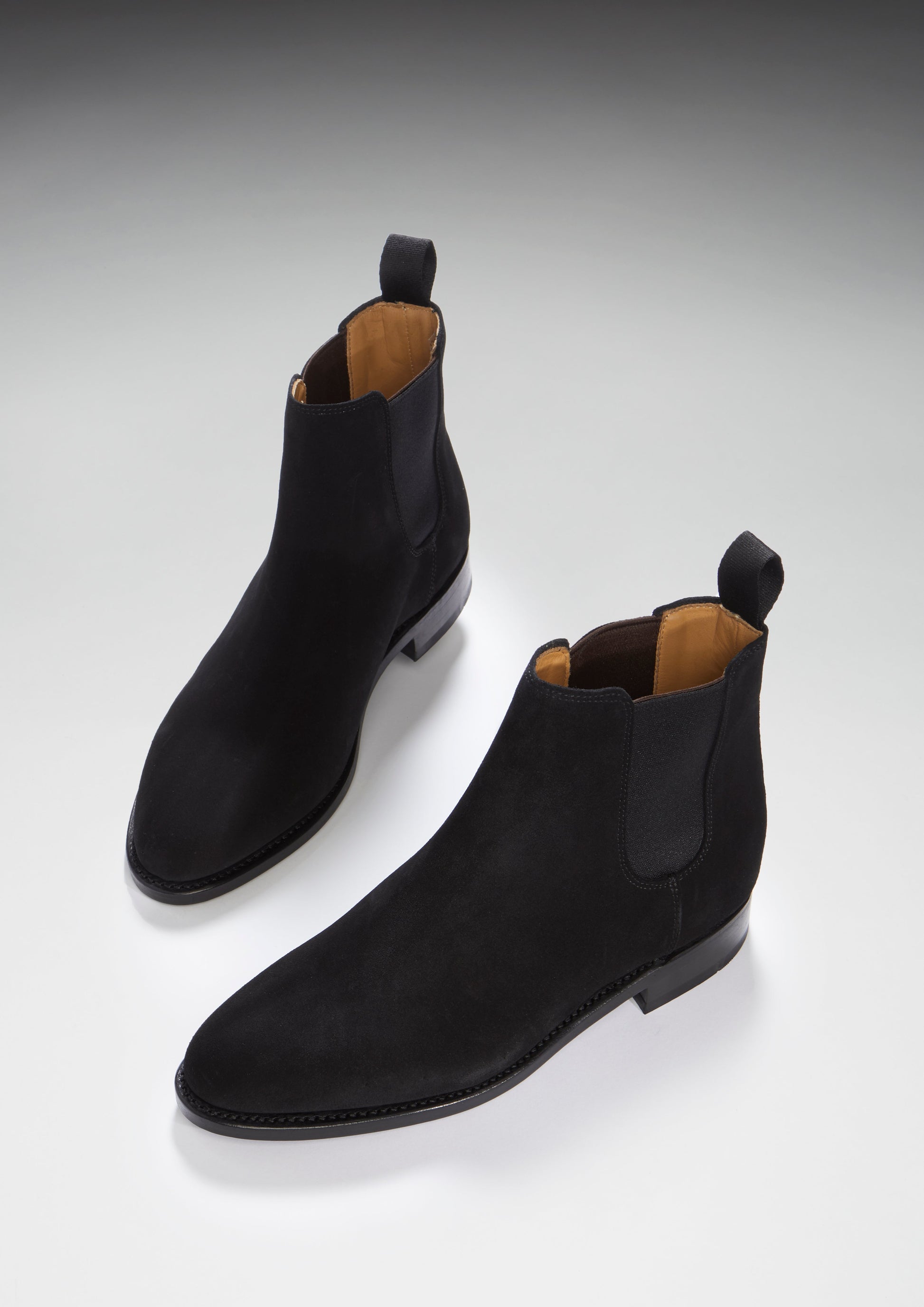 Women's Black Suede Chelsea Boots with Leather Sole
