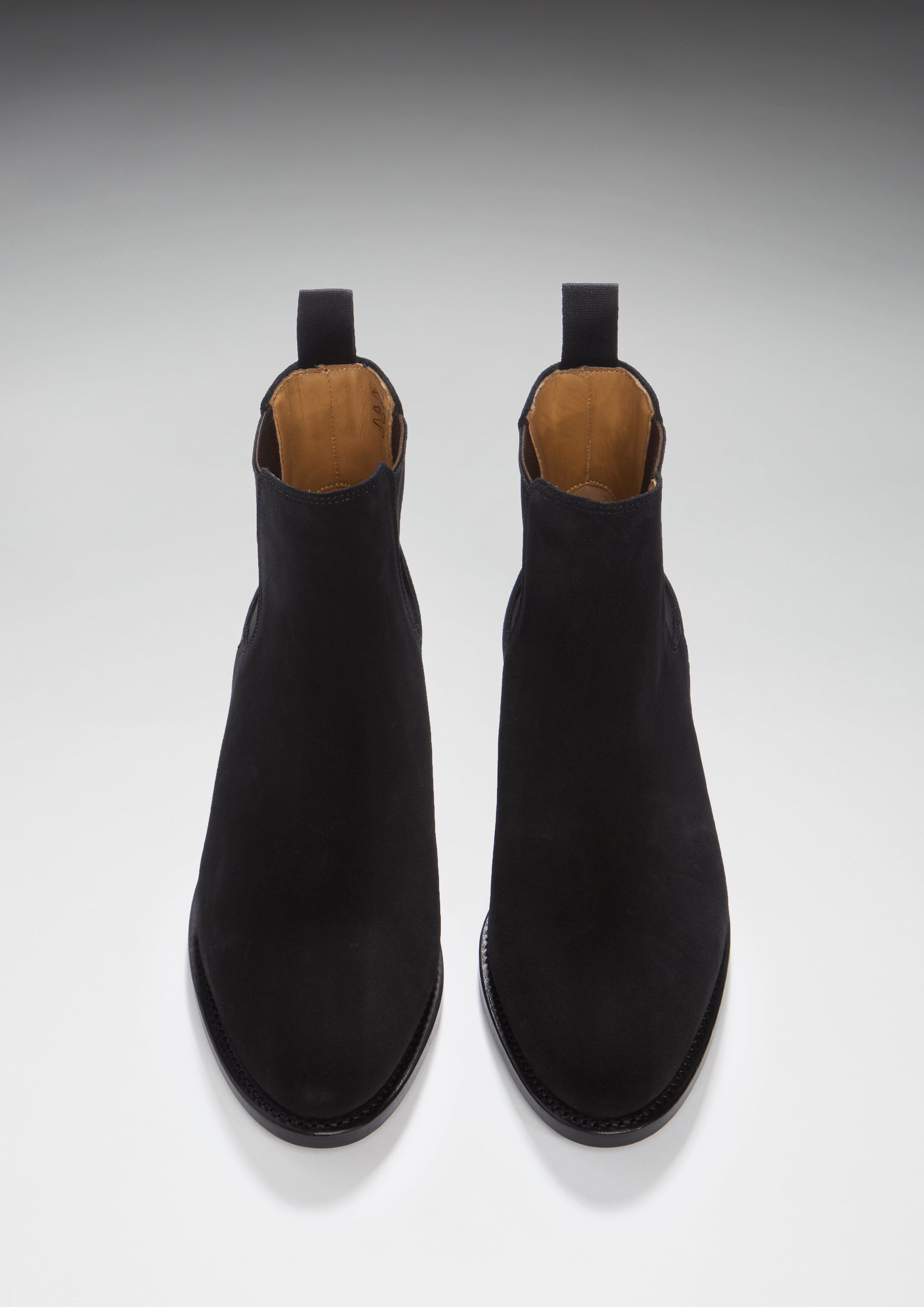 Women's Black Suede Chelsea Boots with Leather Sole