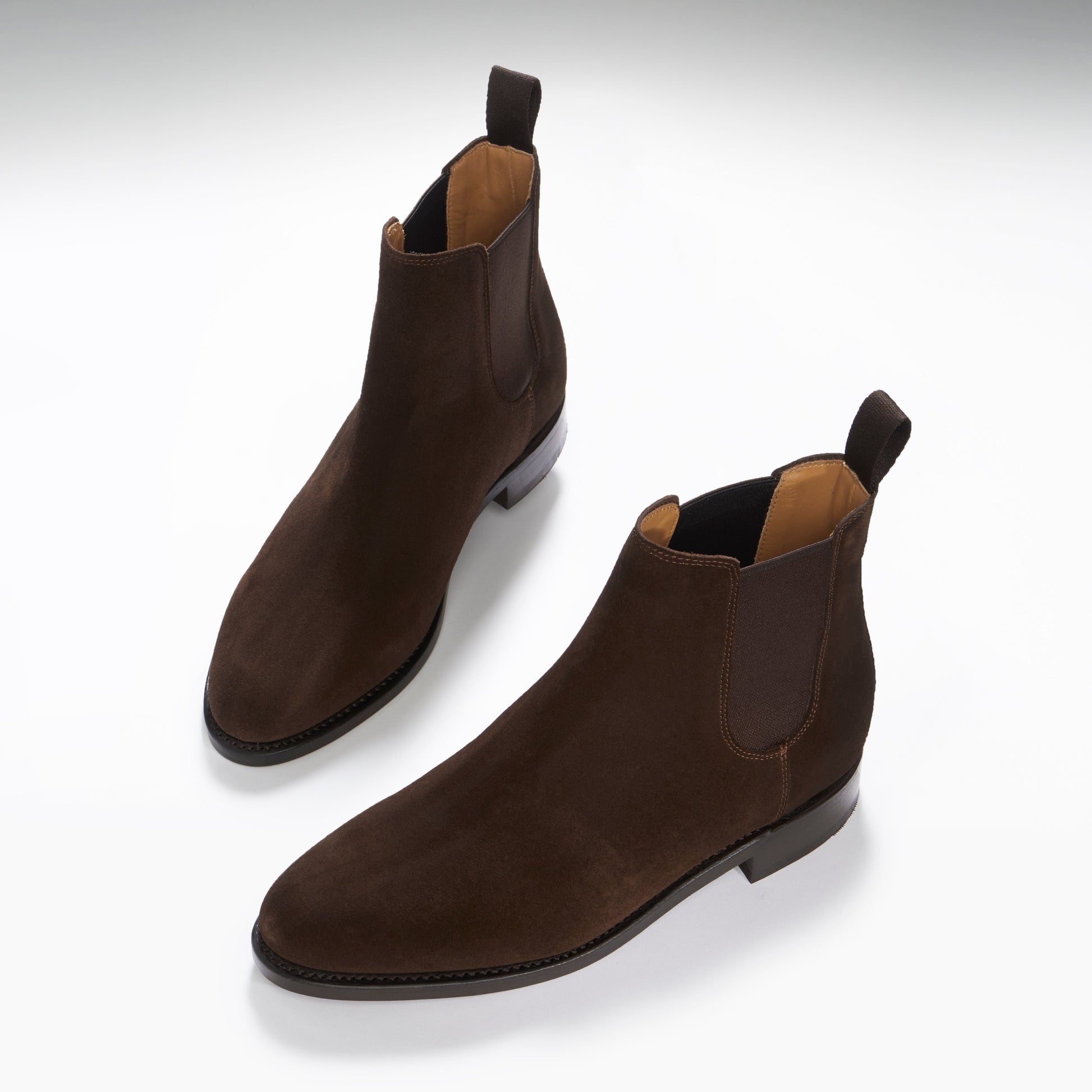 Women's Brown Suede Chelsea Boots with Welted Leather Sole