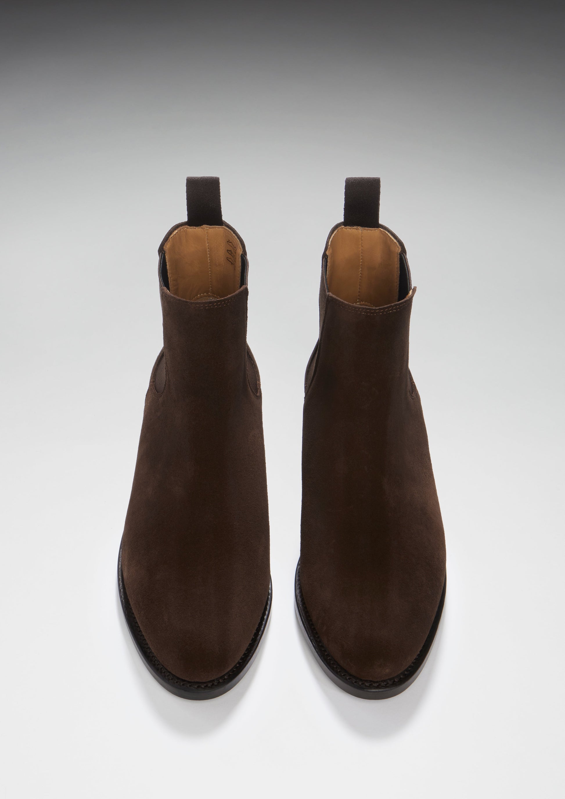Women's Brown Suede Chelsea Boots with Welted Leather Sole