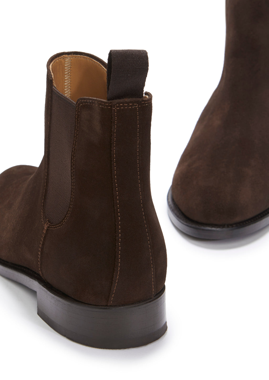 Women's Brown Suede Chelsea Boots with Welted Leather Sole