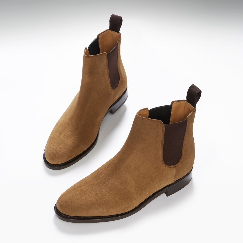 Women's Tobacco Suede Chelsea Boots with Leather Sole
