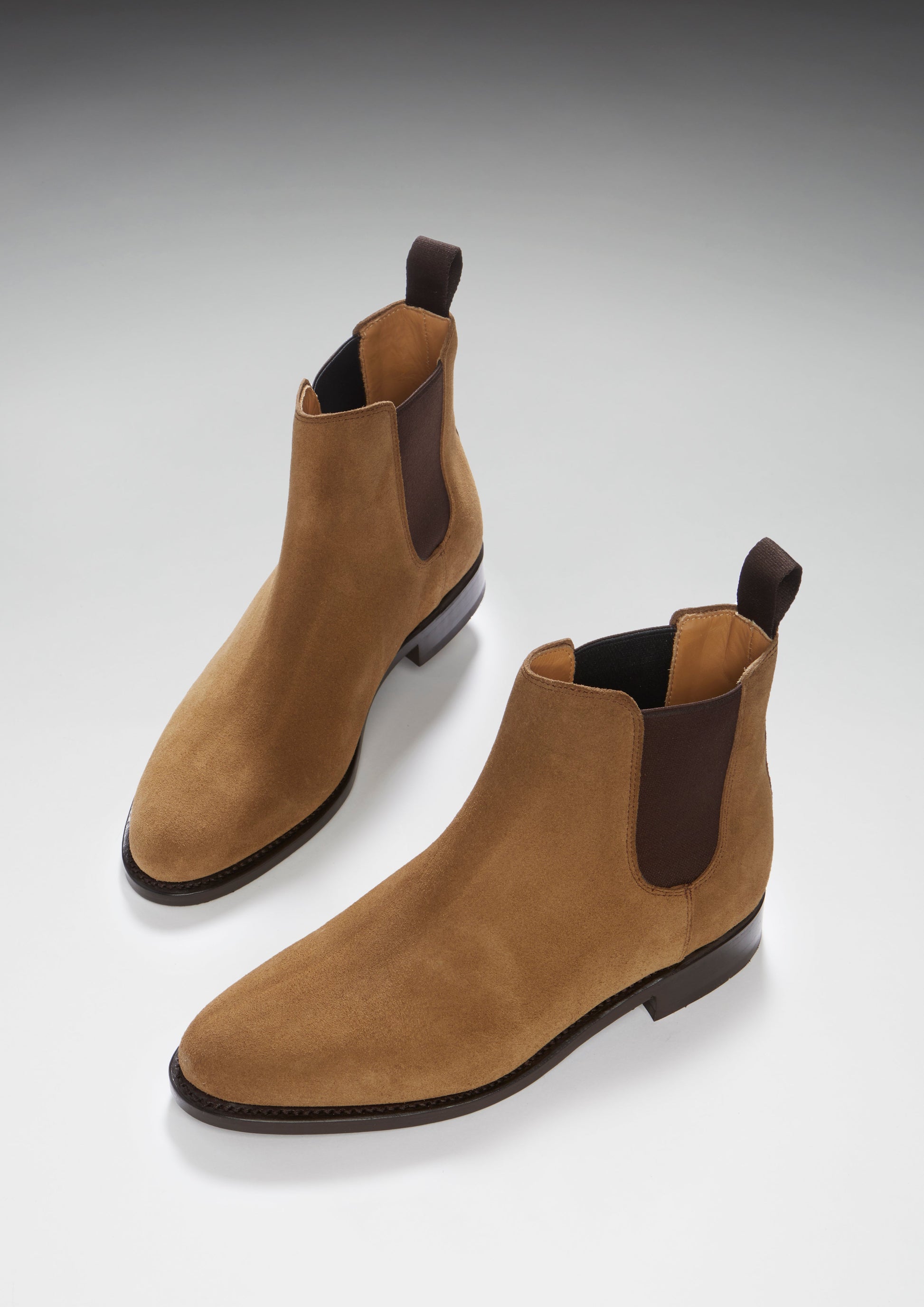 Women's Tobacco Suede Chelsea Boots with Leather Sole