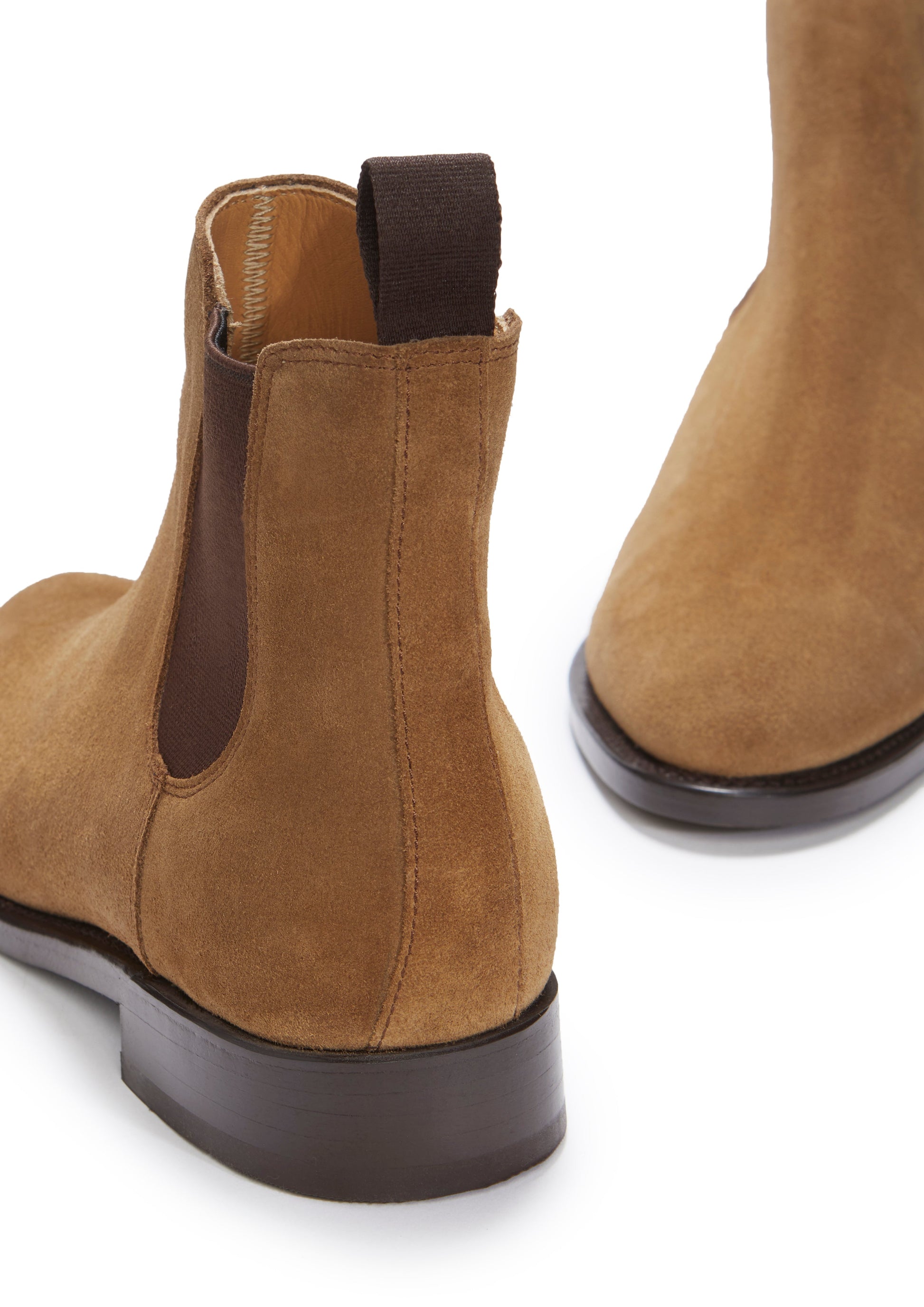Women's Tobacco Suede Chelsea Boots with Leather Sole