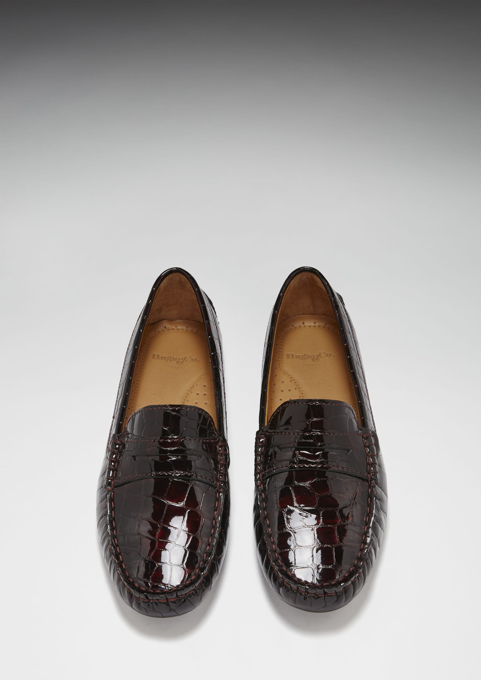 Women's Brown Croc Print Penny Driving Loafers