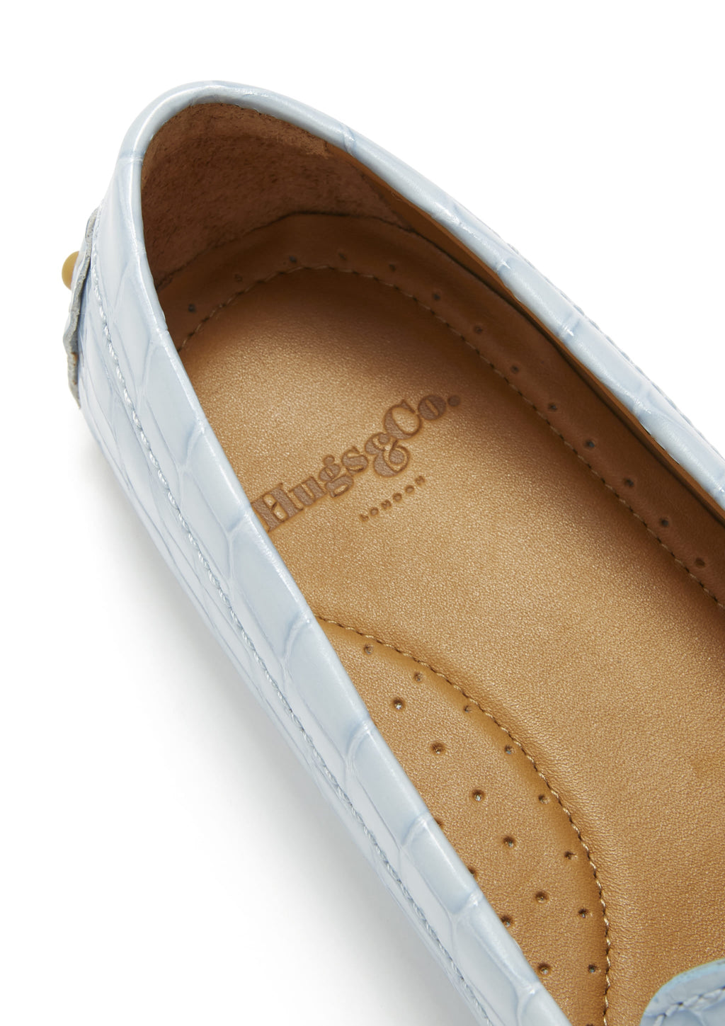 Women's Penny Driving Loafers in Powder Blue Patent Leather