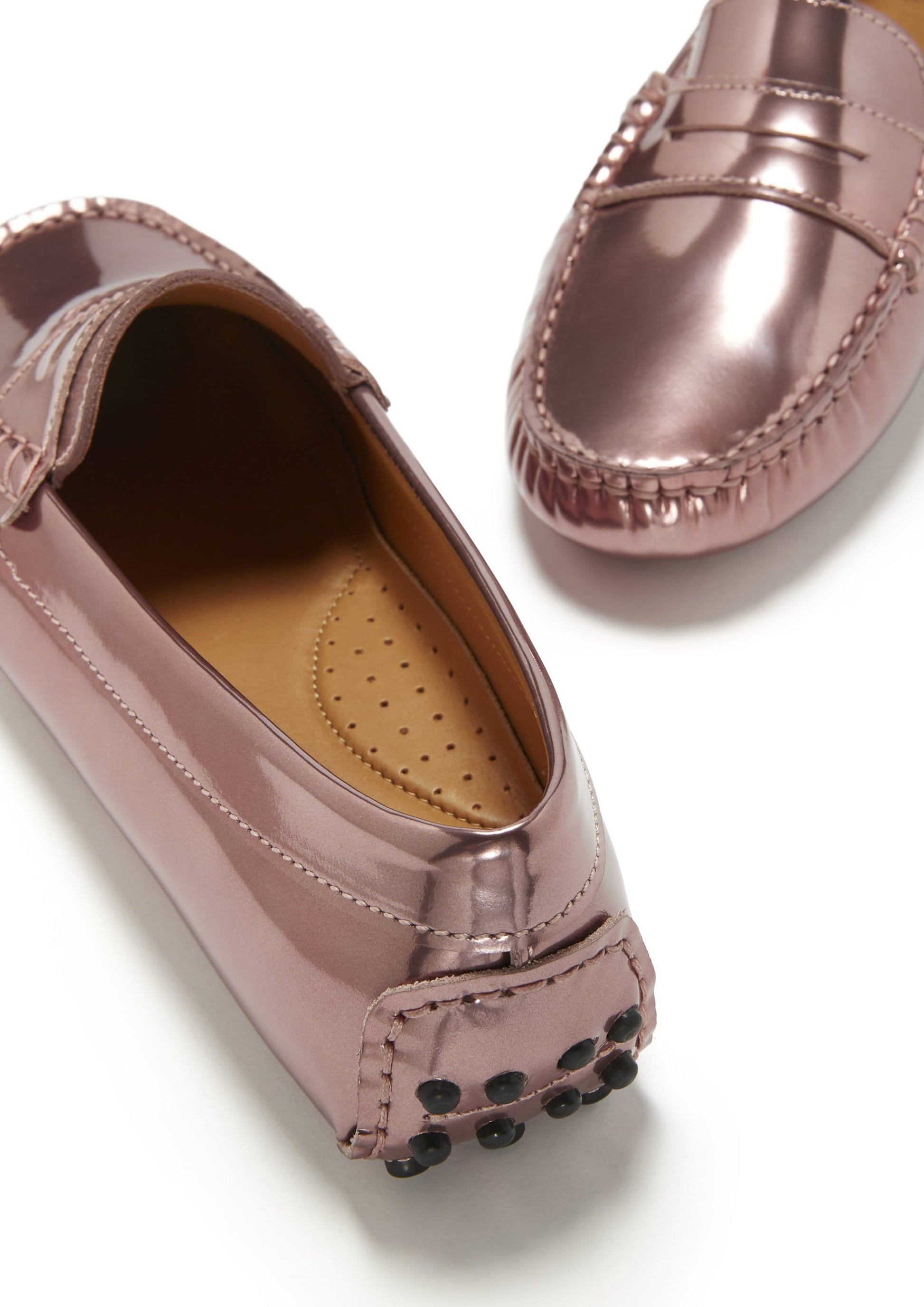 Women's Penny Driving Loafers in Rose Gold Patent Leather