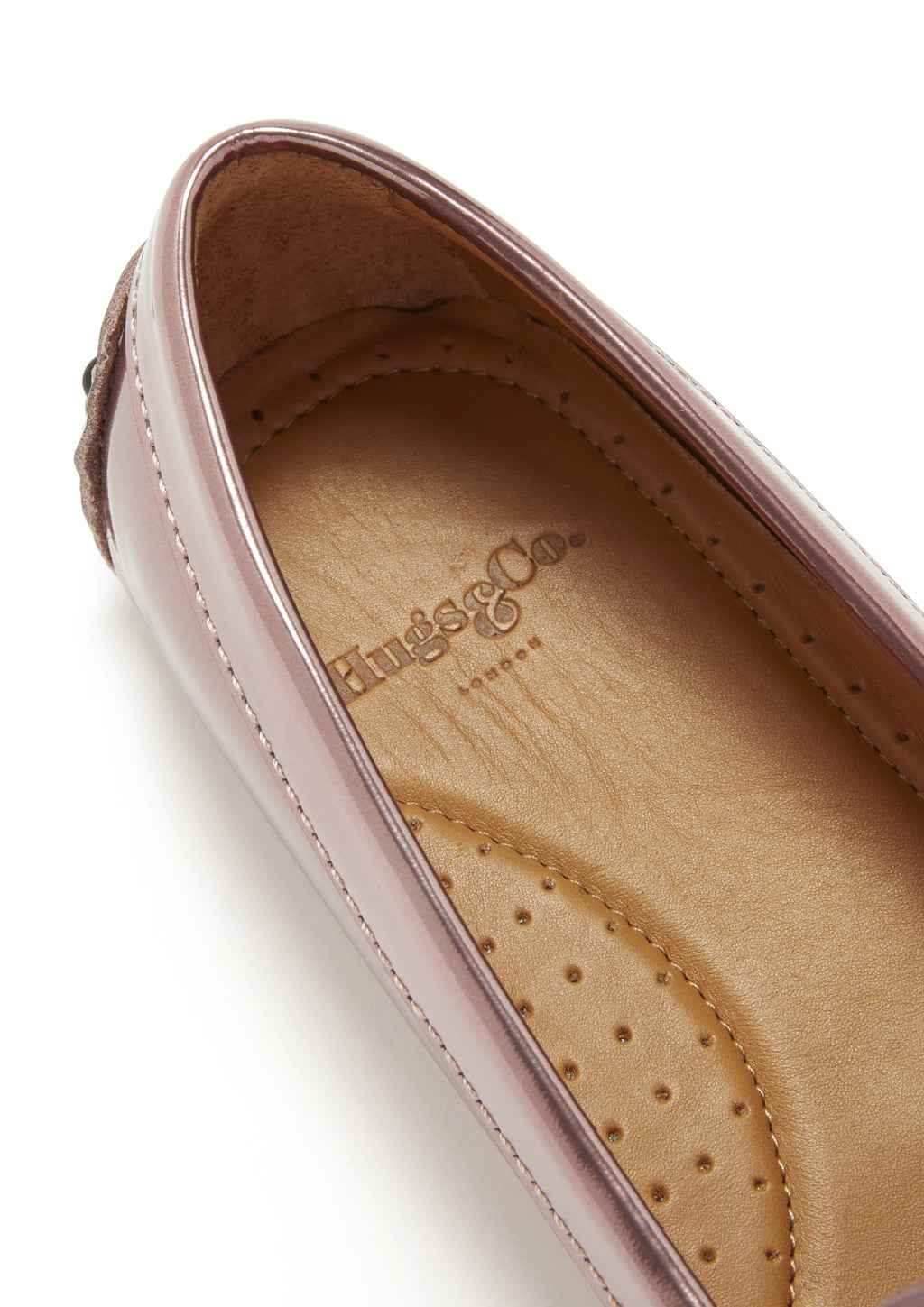 Women's Penny Driving Loafers in Rose Gold Patent Leather