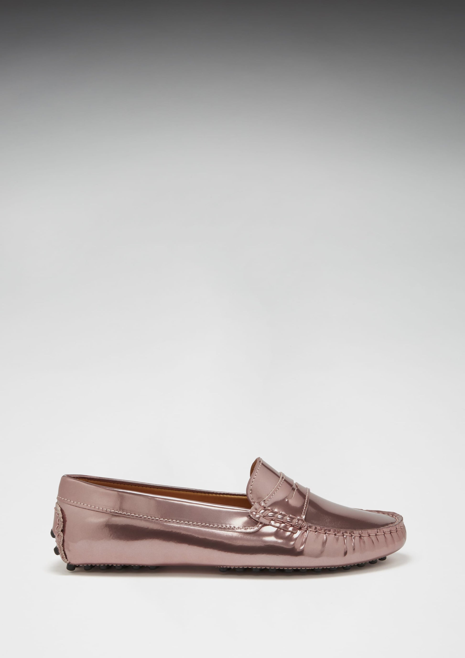 Women's Penny Driving Loafers in Rose Gold Patent Leather