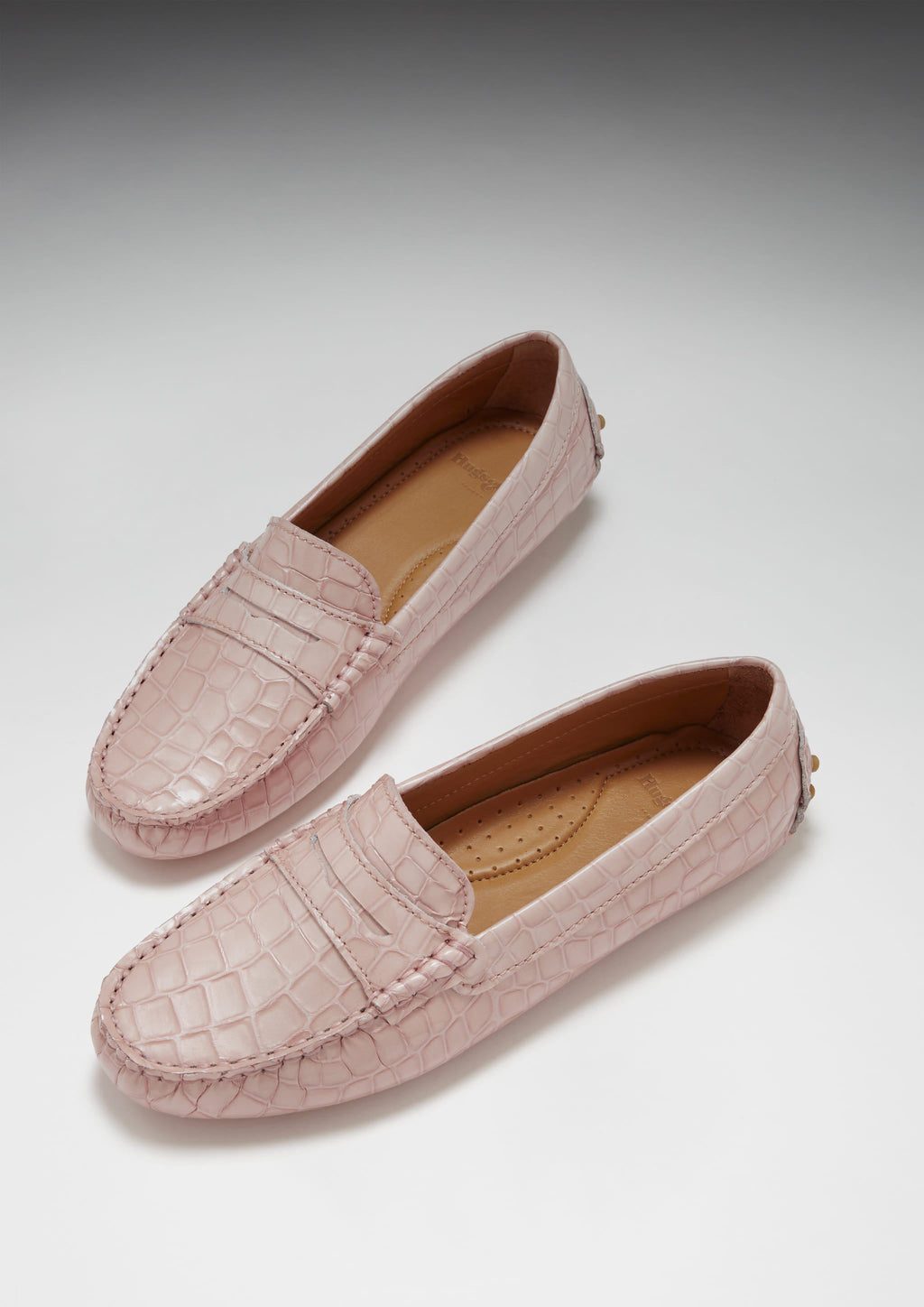 Women's Penny Driving Loafers in Powder Pink Patent Leather
