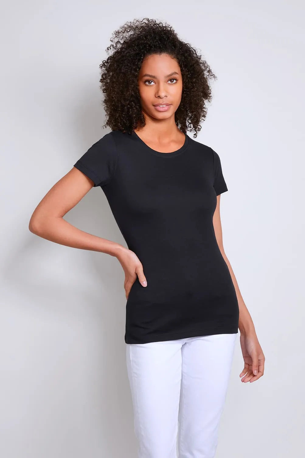 Women's Short Sleeve Crew Neck Cotton Modal Blend T-Shirt