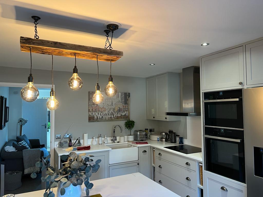 Wooden Beam Chandelier - Norwegian Spruce Cluster Pendant Light