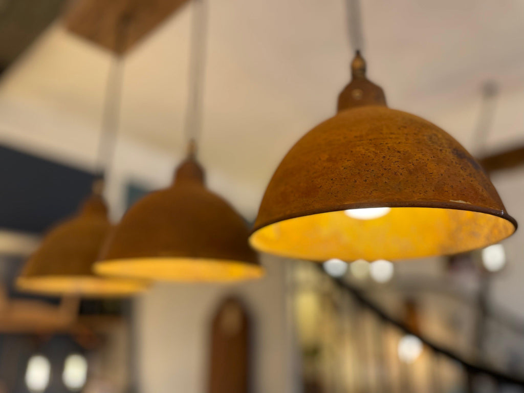 Oak Beam Light with Copper Shades