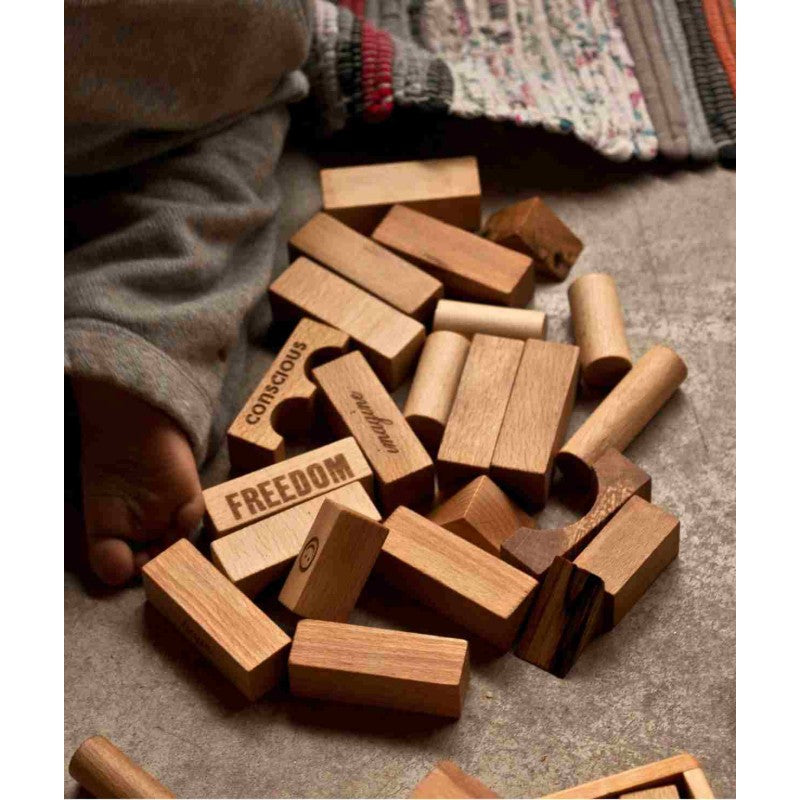Wooden Story Blocks for Creative Kids - 100 Piece Set, FSC Certified & Eco-Friendly by Wooden Story at www.brixbailey.com