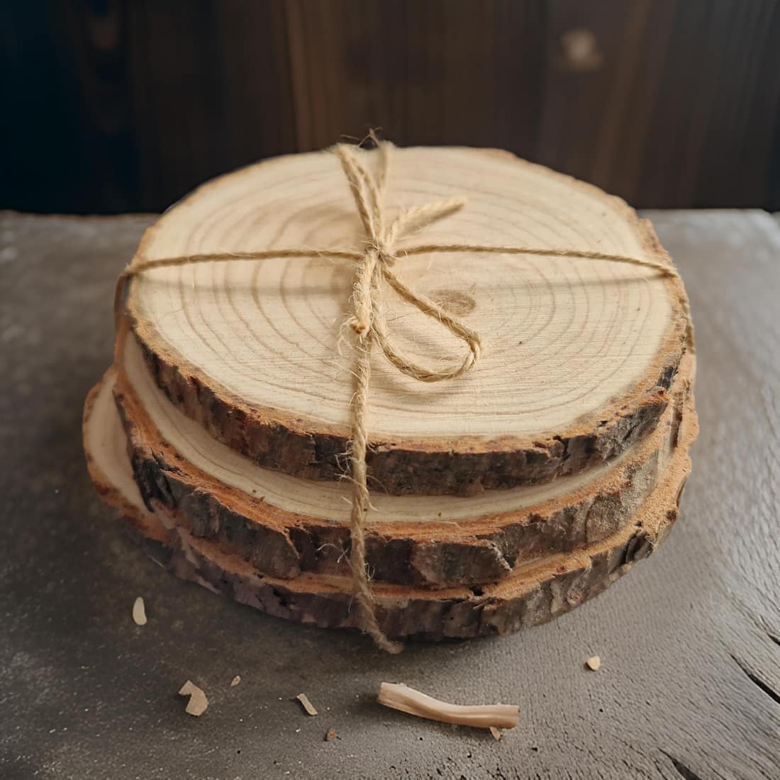 Wooden Candle Coasters Natural Wood