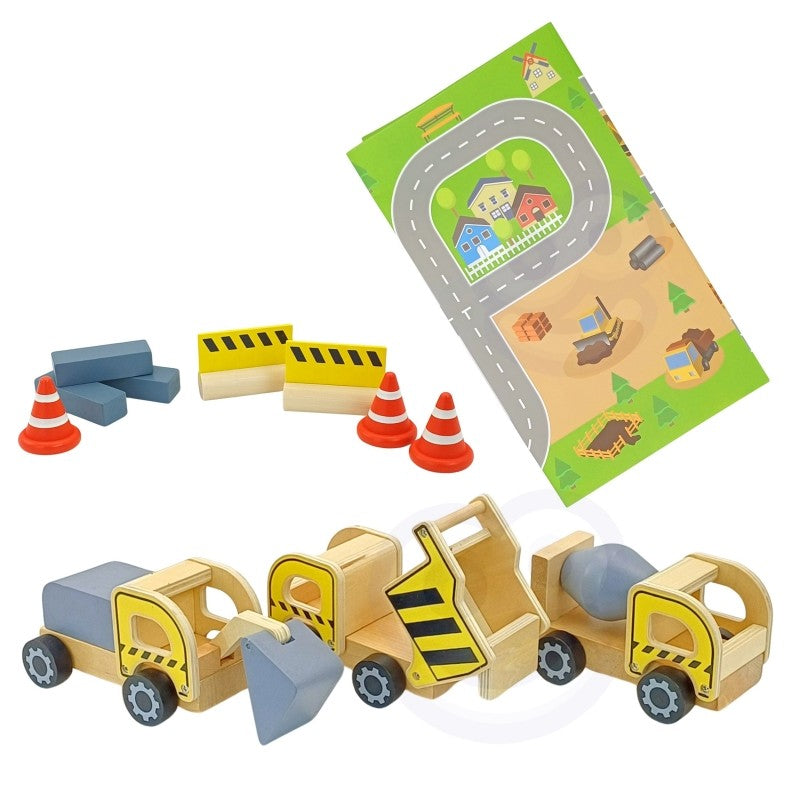 a child's hand lifting a wooden block with the woopie green crane