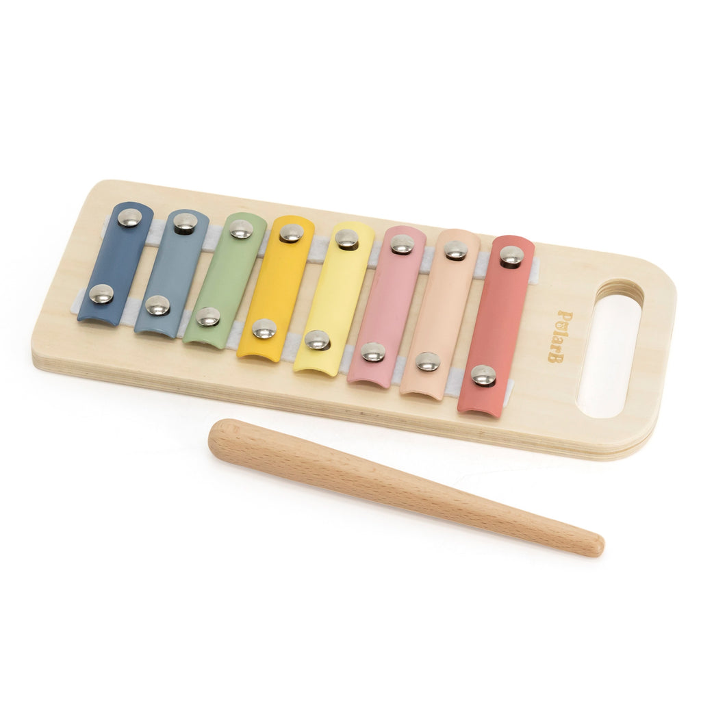 playful wooden educational toy set with xylophone, slide, and threading activity for toddlers