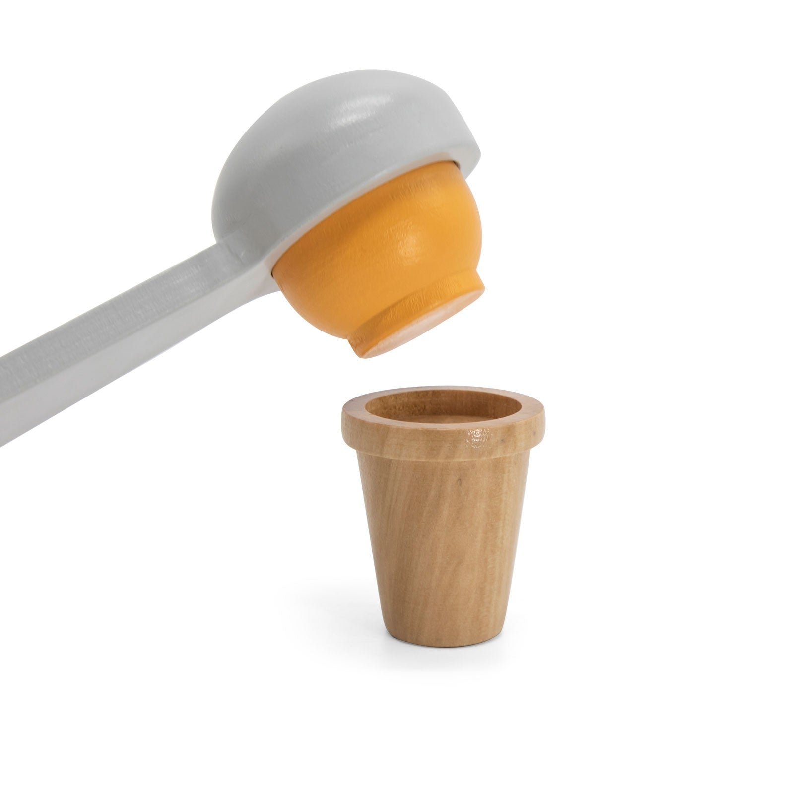 soft pastel wooden ice cream stand with magnetic spoon and chalkboard, ready for cozy pretend play