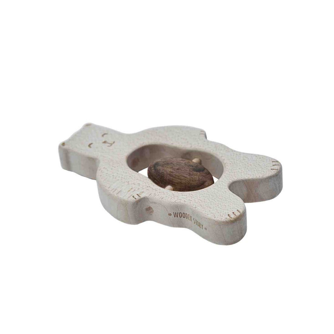 Wooden Teddy Bear Rattle - Eco-Friendly Teether and Sound Toy for Infants by Wooden Story at www.brixbailey.com