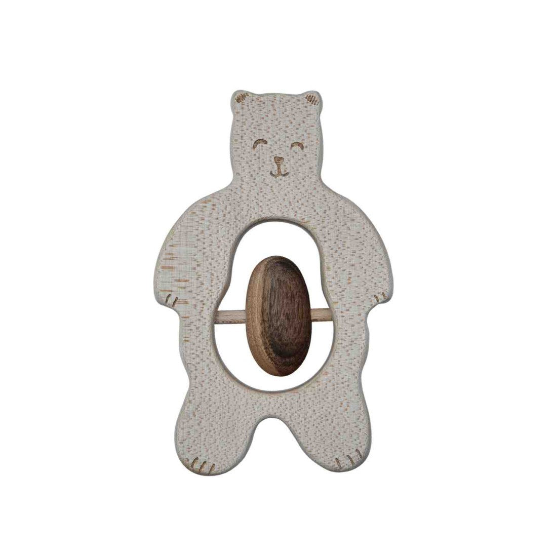 Wooden Teddy Bear Rattle - Eco-Friendly Teether & Sound Stimulator for Babies by Wooden Story at www.brixbailey.com
