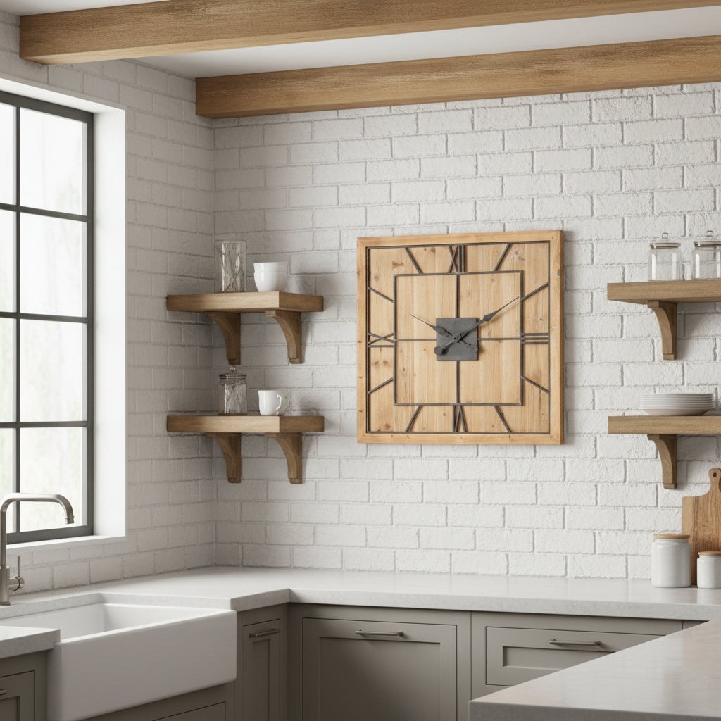 natural wooden backed skeleton wall clock on sostter.pro