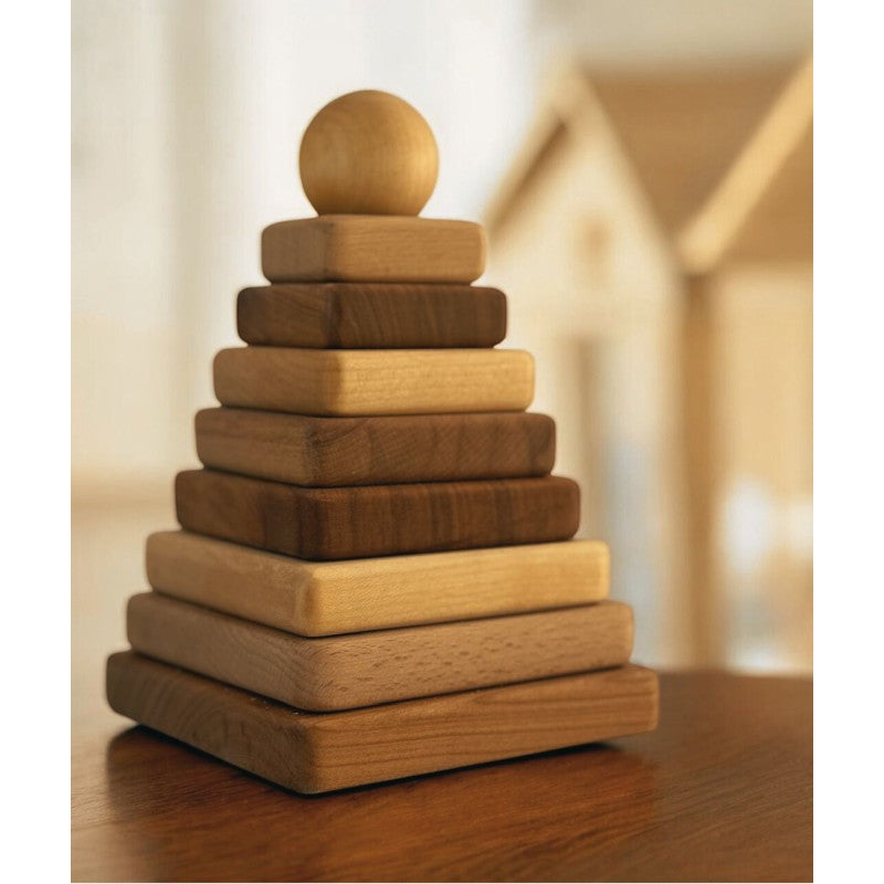 Wooden Square Pyramid - Classic Eco-Friendly Toy for Creativity and Cognitive Development by Wooden Story at www.brixbailey.com