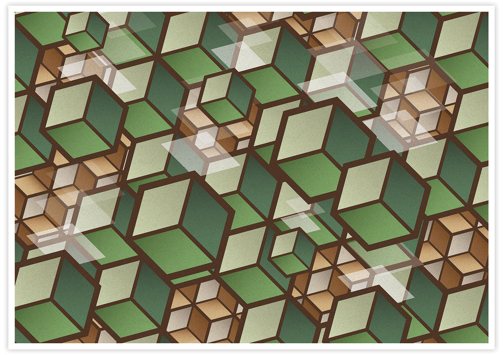 Woodland Cubes 3D Wall Art Print