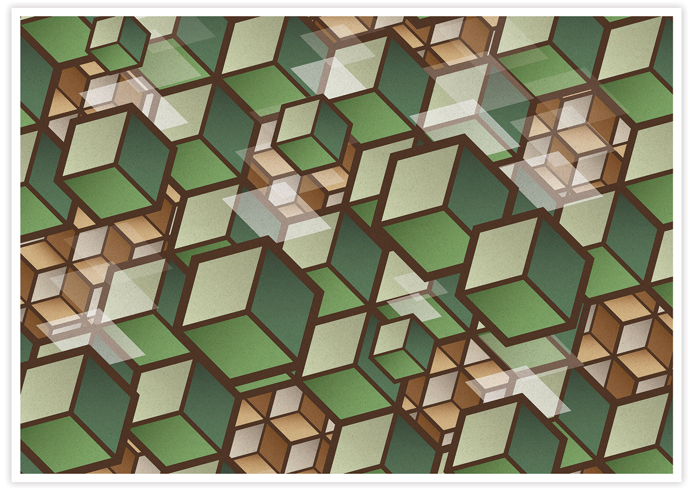 Woodland Cubes 3D Wall Art Print