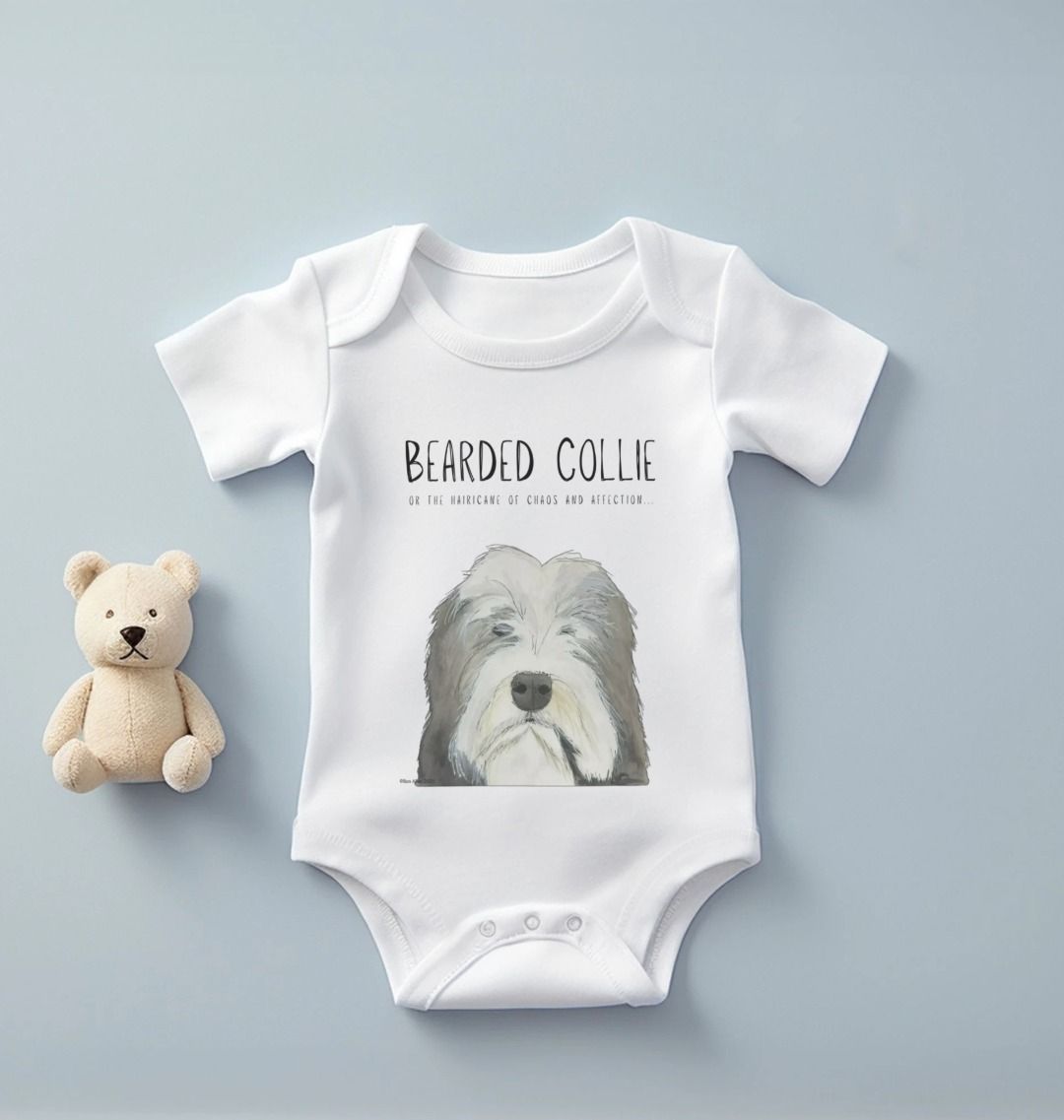 Bearded Collie Baby Bodysuit Organic Cotton